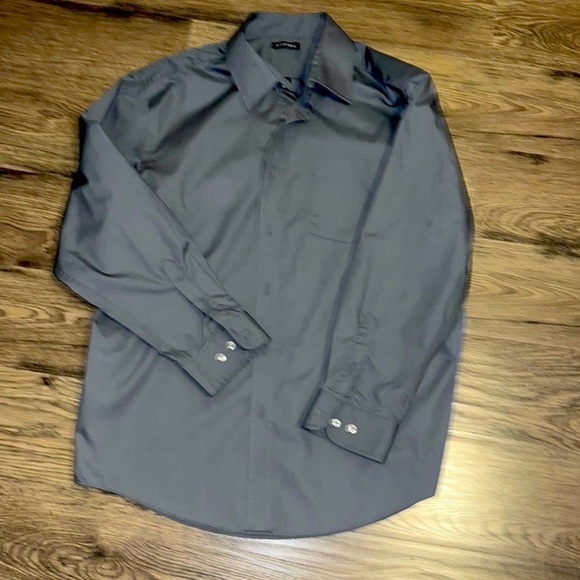 George men’s solid gray monochrome button up dress shirt Size XL - Picture 2 of 4